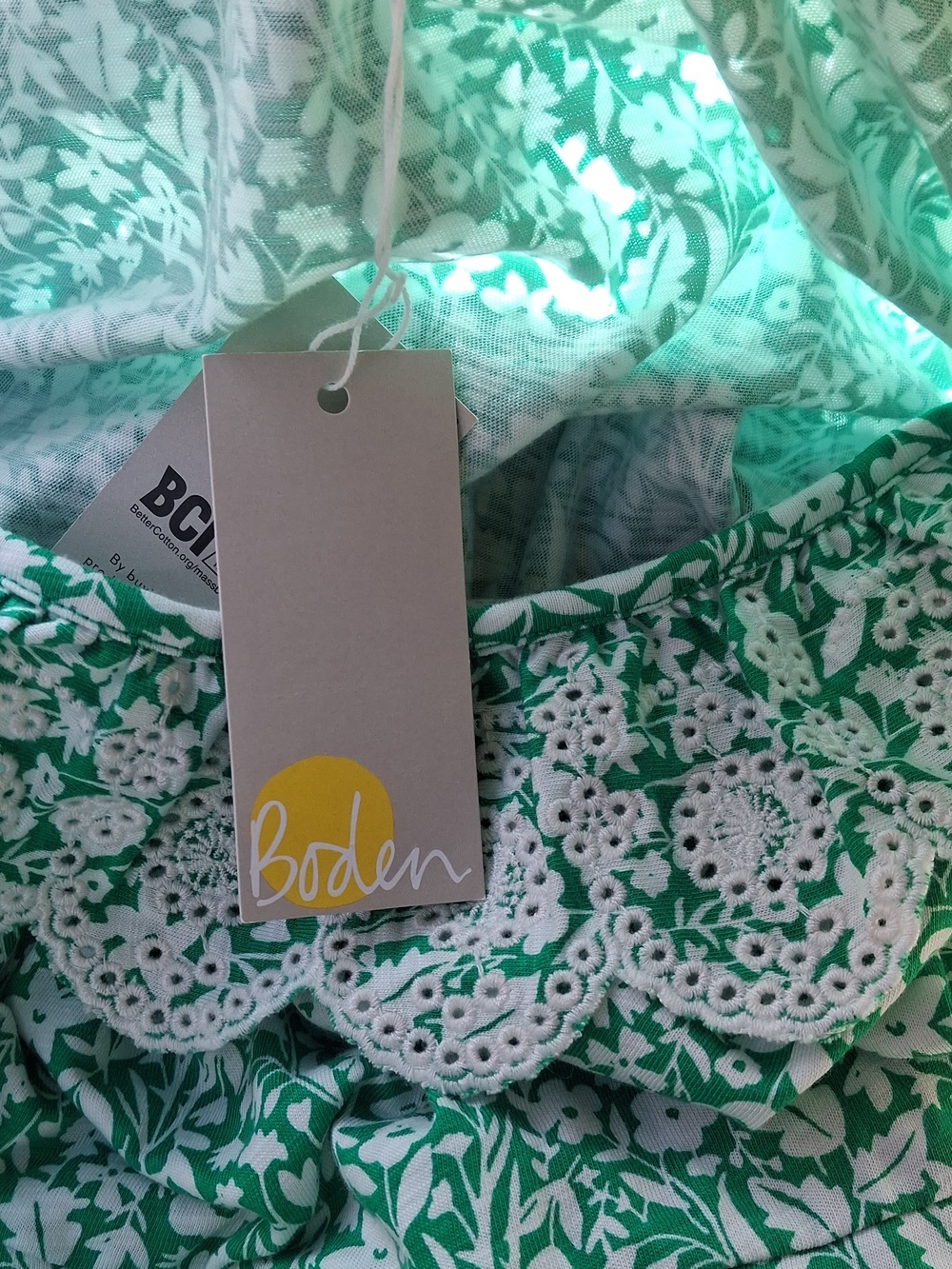 NWT New Boden Trim Floral Green Spring Jersey Midi Dress Us 20-22r - Picture 7 of 7